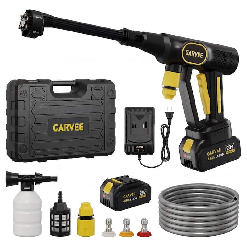 Portable Handheld Cleaner, Cordless Pressure Washer with 6-in-1 Nozzle, 26FT High-Elastic Hose - Yellow