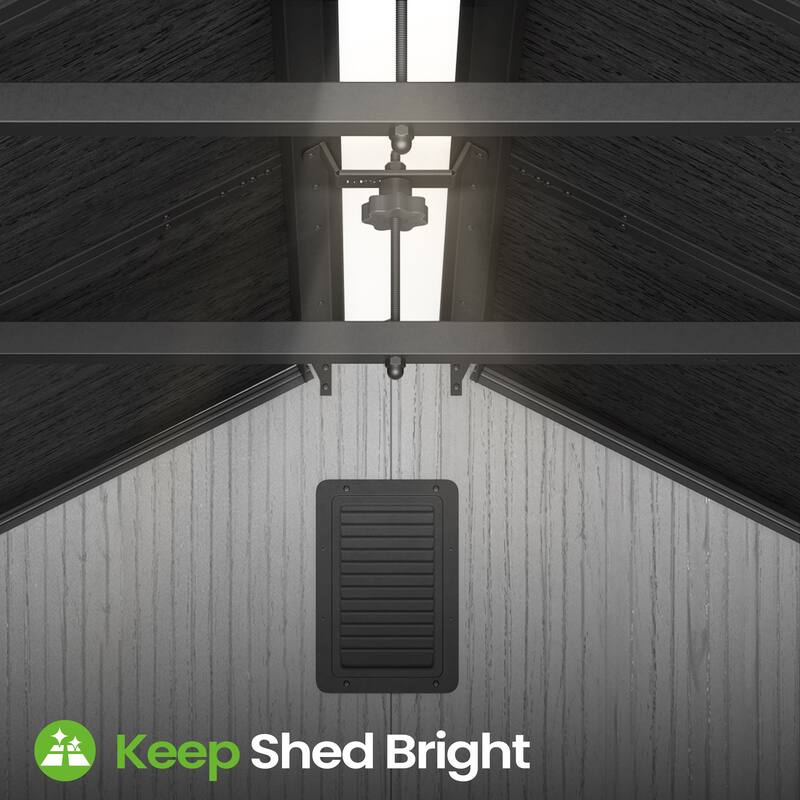 VredHom 8X8/8X10/8X12 FT All-Weather Outdoor Resin Storage Shed with Windows Floor for Patio Furniture and Tools