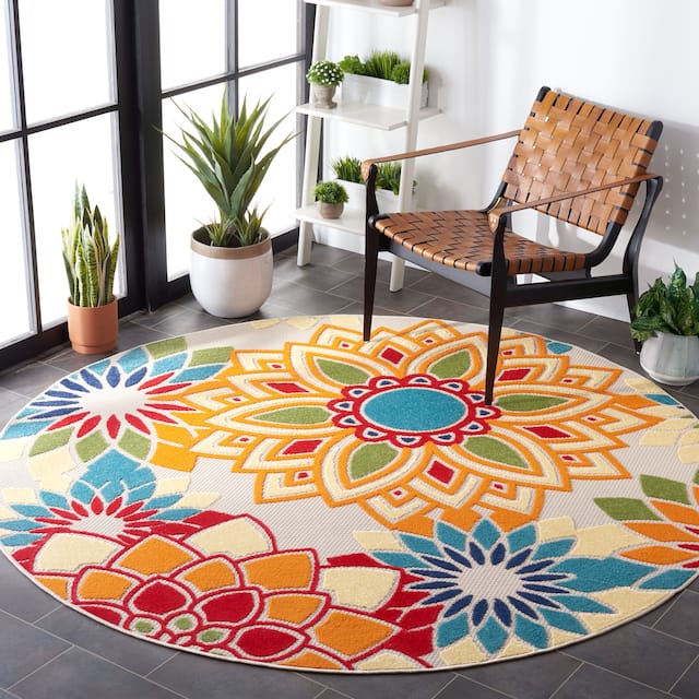 SAFAVIEH Cabana Elvezia Indoor/ Outdoor Waterproof Patio Floral Rug