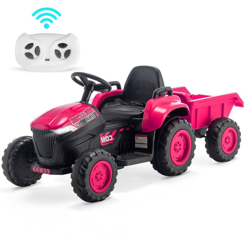 EROMMY Ride on Car Toys with Remote Control, Digger, Horn, Lights, Music Player, Safety Belt,