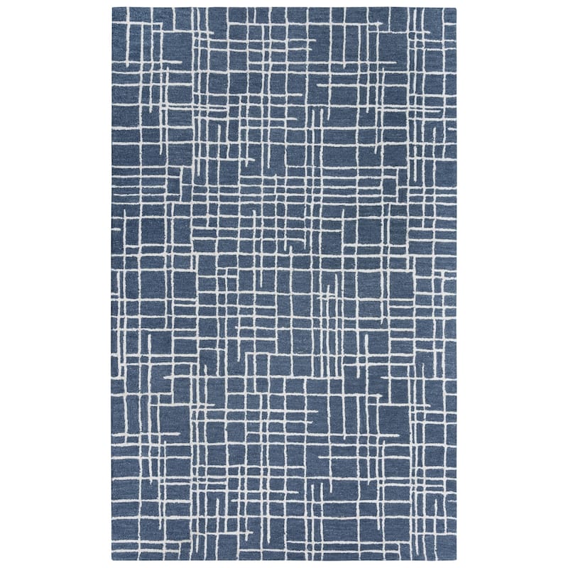 Alora Decor Classic Blue and Ivory Geometric Hand-tufted Wool Rug