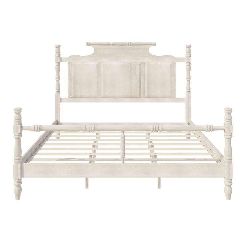 Vintage Country Style Wood King Size Platform Bed