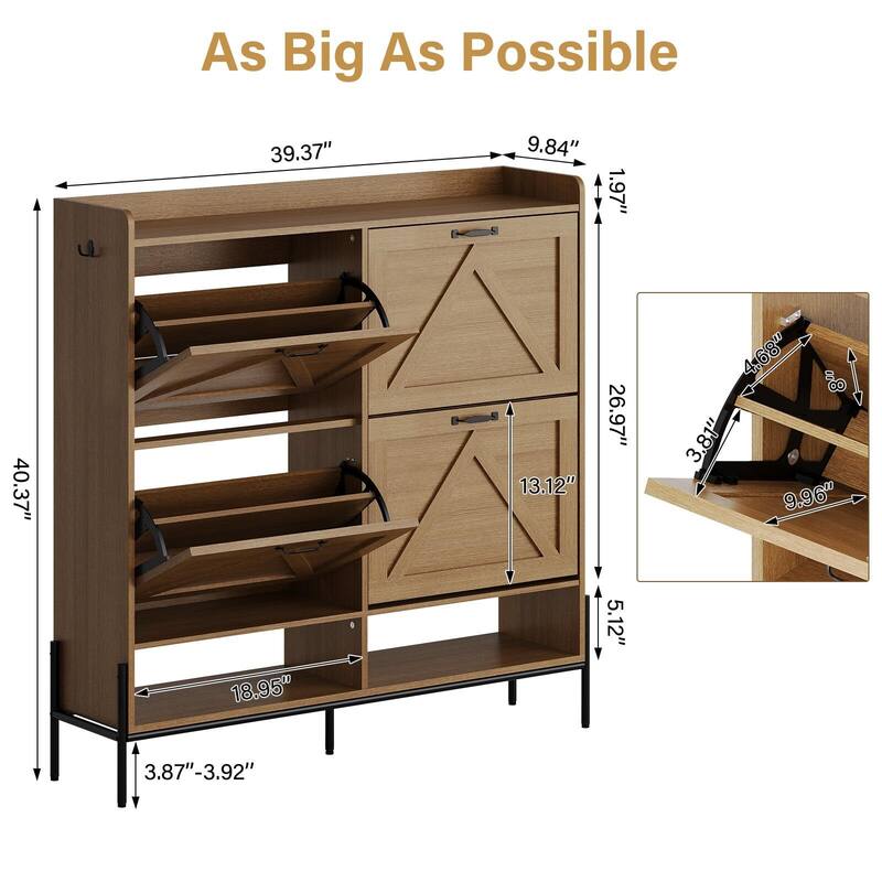 Shoe Cabinet with 4 Flip Drawer - 4 Flip Drawers