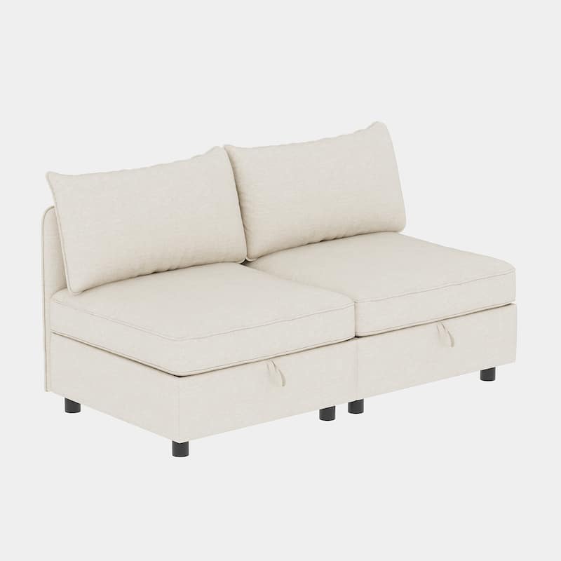 L Shaped Modular Sectional Sofa with Storage, Convertible 8 Seater Sofa with Chaise & Ottoman, Chenille Fabric Sleeper Sofa