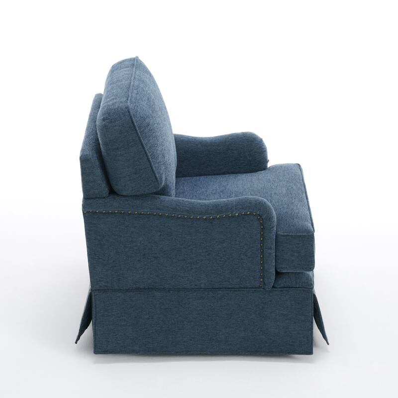Modern Chenille Swivel Armchair and Storage Ottoman