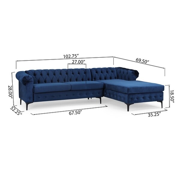 Burland Contemporary 3 Seater Sectional Sofa with Chaise Lounge by Christopher Knight Home