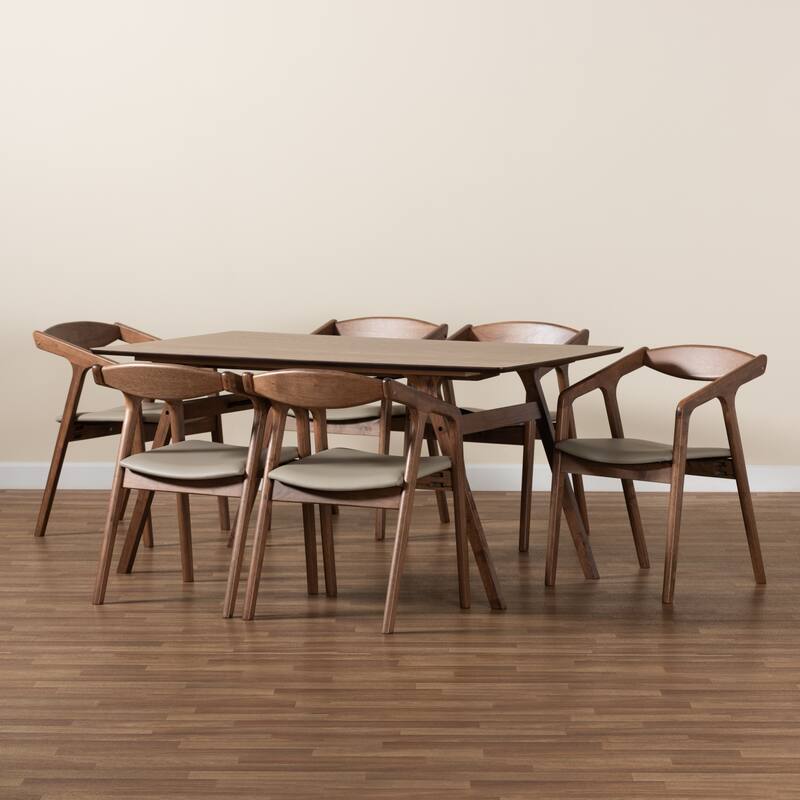Harland Mid-Century Modern 7-Piece Dining Set