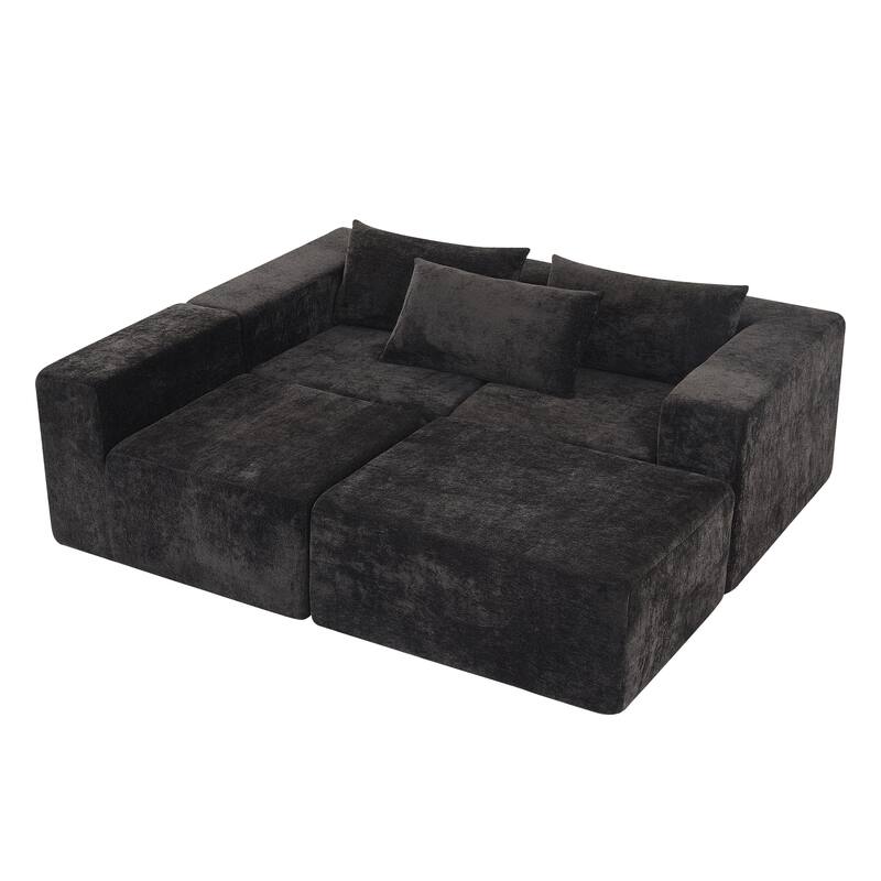 Christopher Knight Home - Adaline Modern Fabric Modular Sectional Sofa with Pillow Back and Ottoman