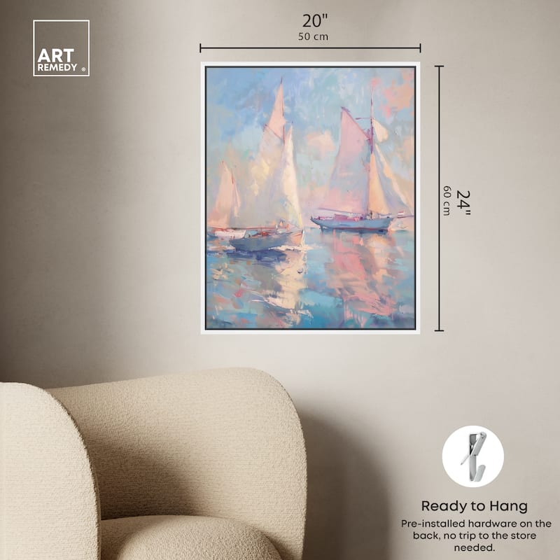 Art Remedy Set Sail Framed Sailing 1 Piece Canvas Wall Art