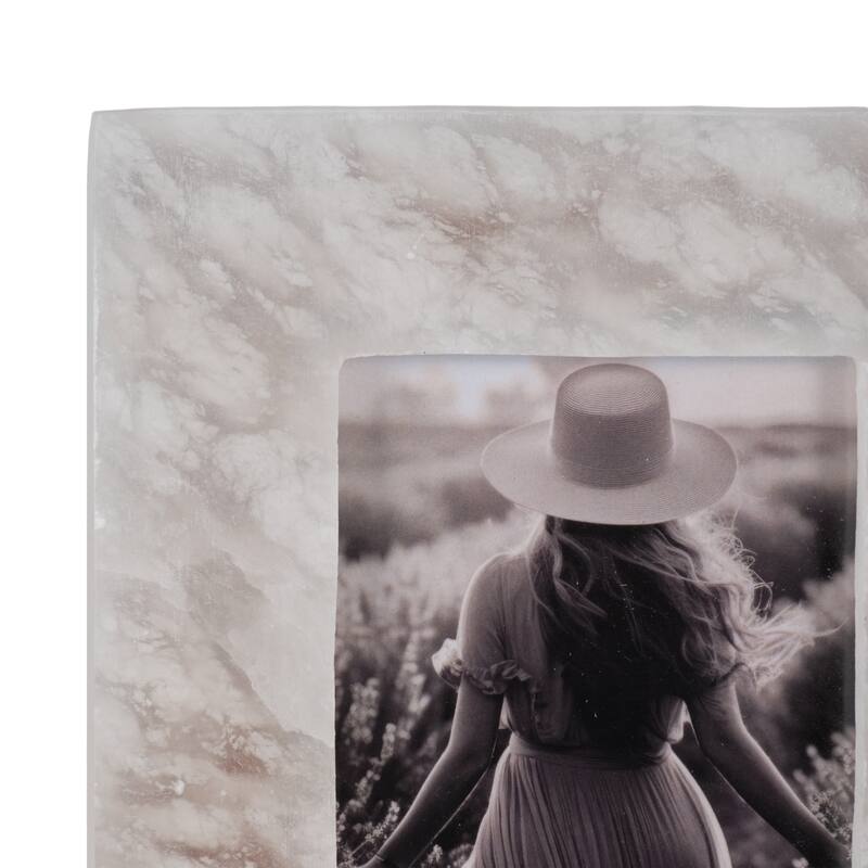 Sagebrook Home Alabaster Photo Frame, White, Rectangle