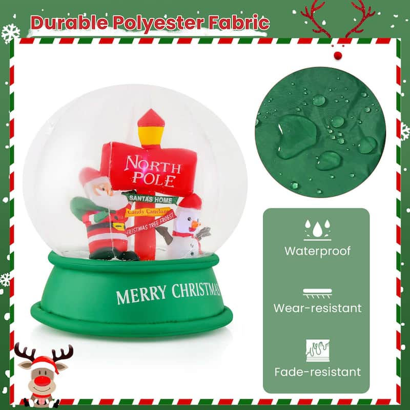 4 FT Christmas Inflatable Santa Snow Globe Light Up Crystal Ball