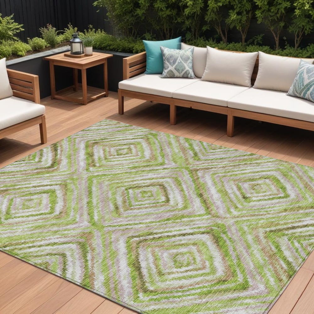 HomeRoots Geometric Transitional Rectangle Outdoor Rug