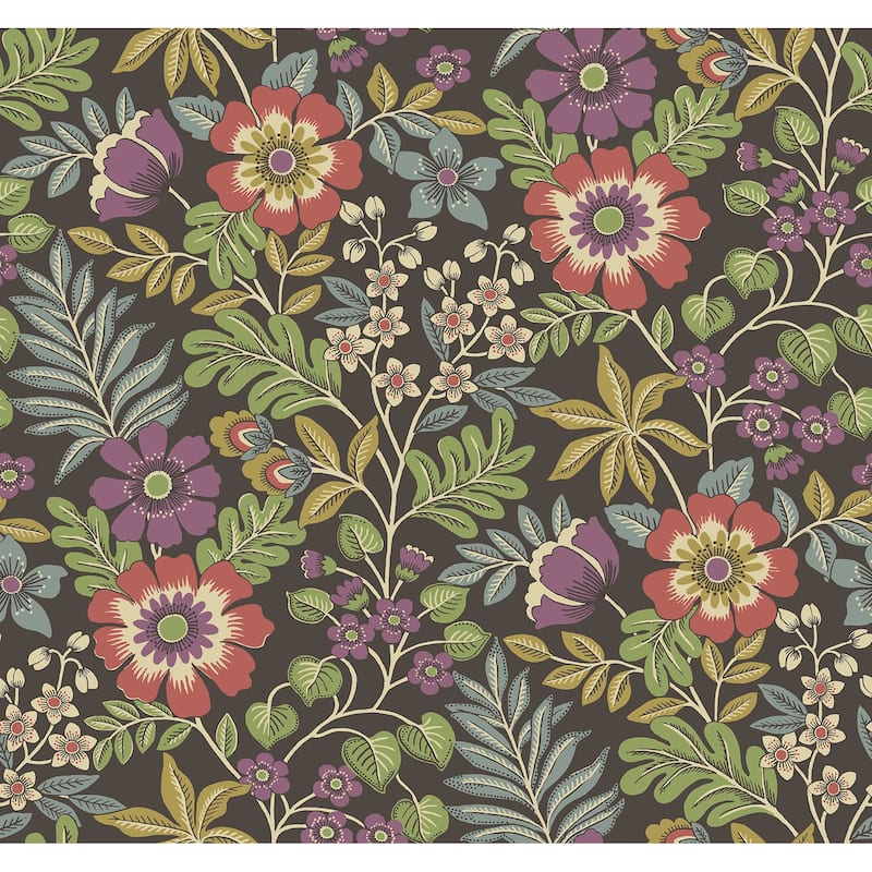 Voysey Brown Floral Wallpaper - Bed Bath & Beyond - 40000673