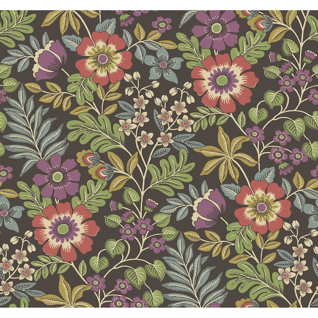 A-Street Prints Voysey Brown Floral Wallpaper