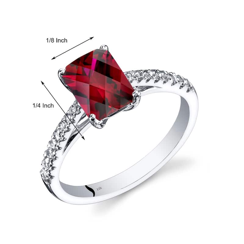 14k White Gold 2.16ct Created Ruby and White Topaz Ring
