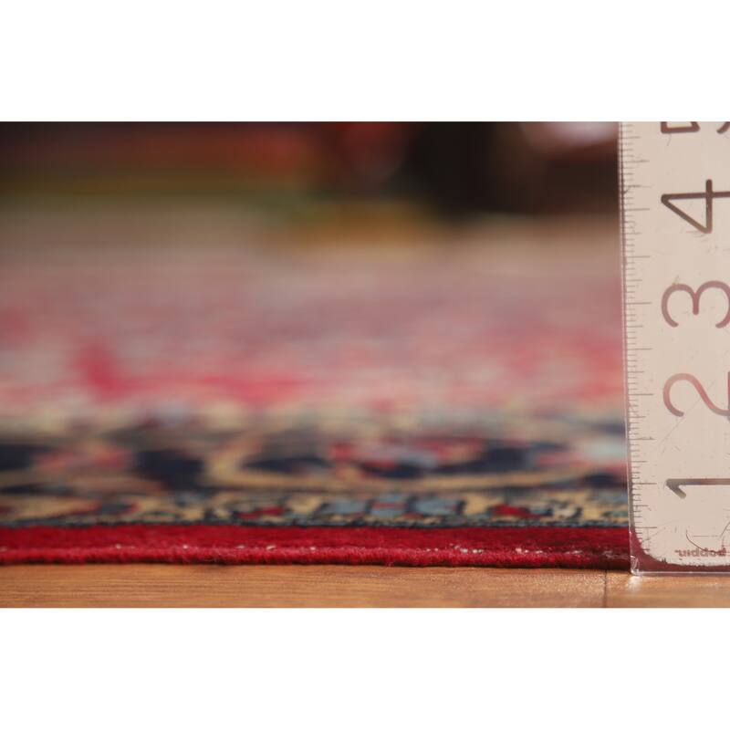 Hand Knotted Oriental 100% Wool Carpet Traditional All-Over Red Kerman Area Rug - 12' 2'' X 9' 2''