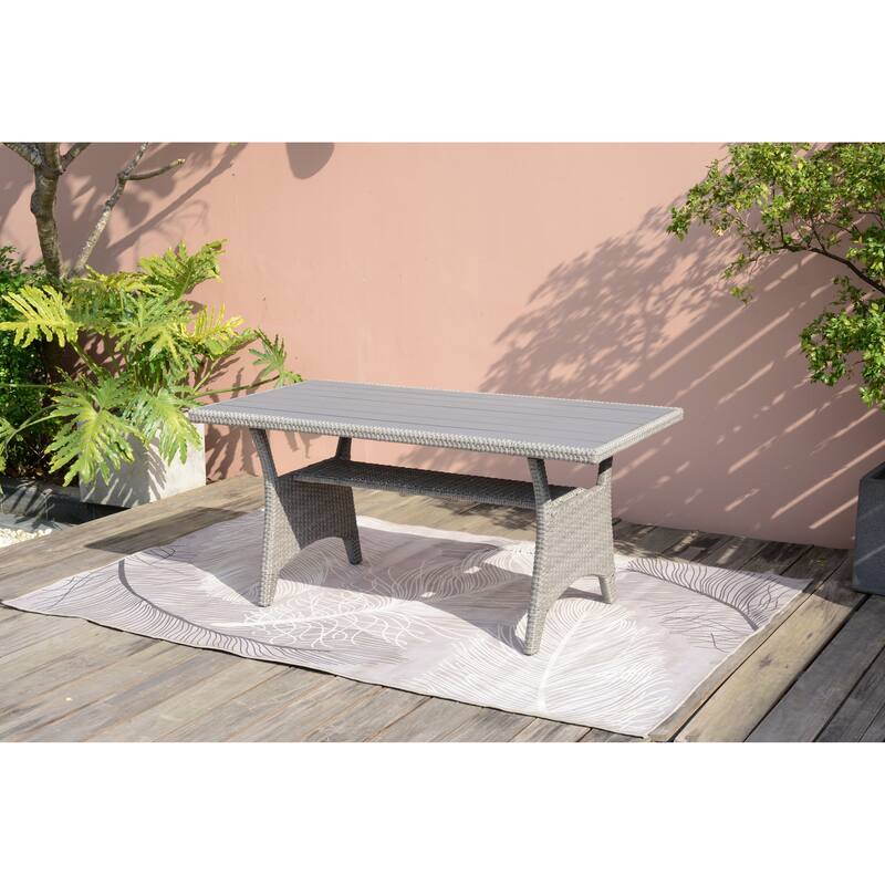 Amazonia Creme Outdoor Patio Grey Wicker Dining Table - Grey