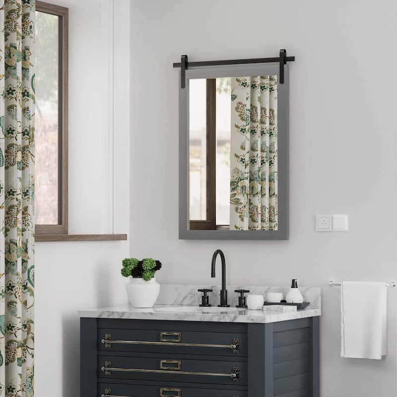Rustic Farmhouse Rectangle Wood Frame Wall Mirror for Bathroom Vanity