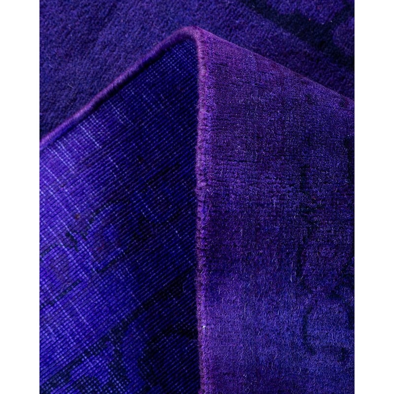 Overton Hand Knotted Wool Vintage Inspired Modern Contemporary Overdyed Purple Runner Rug - 2' 8" x 18' 0"