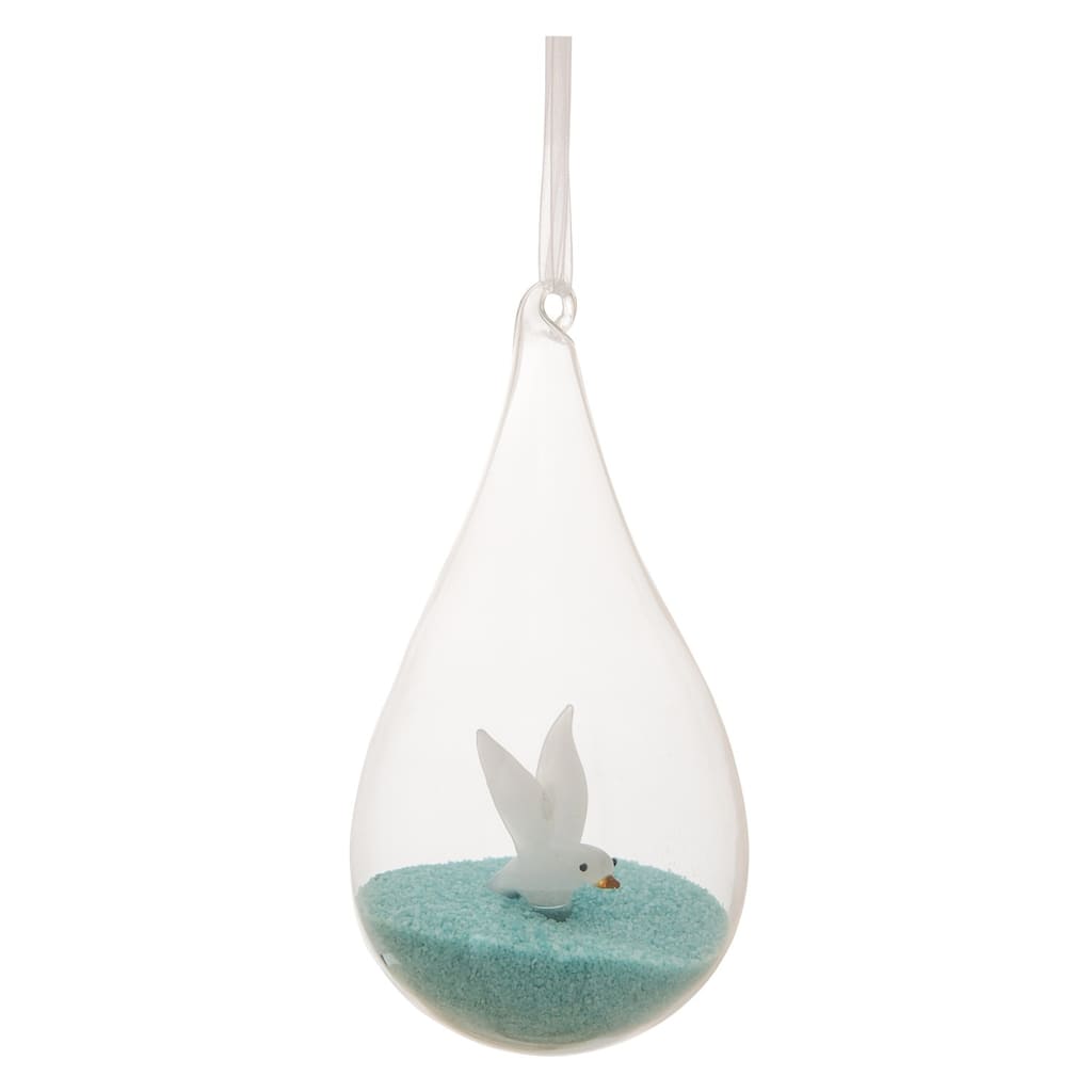8.9" Glass Ball Blue Sand Seagull