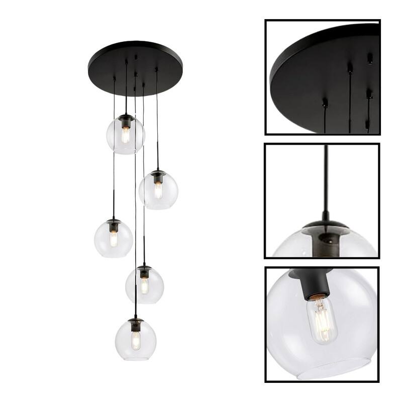 5 Light light fixture black hallway living room lighting iron pendant light - N/A