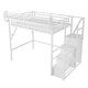 preview thumbnail 56 of 98, Metal Loft Bed with Wooden Stairs Built-in Storage Shelves and Wardrobe, High Loft Bed Frame with Side Grid Storage Rack