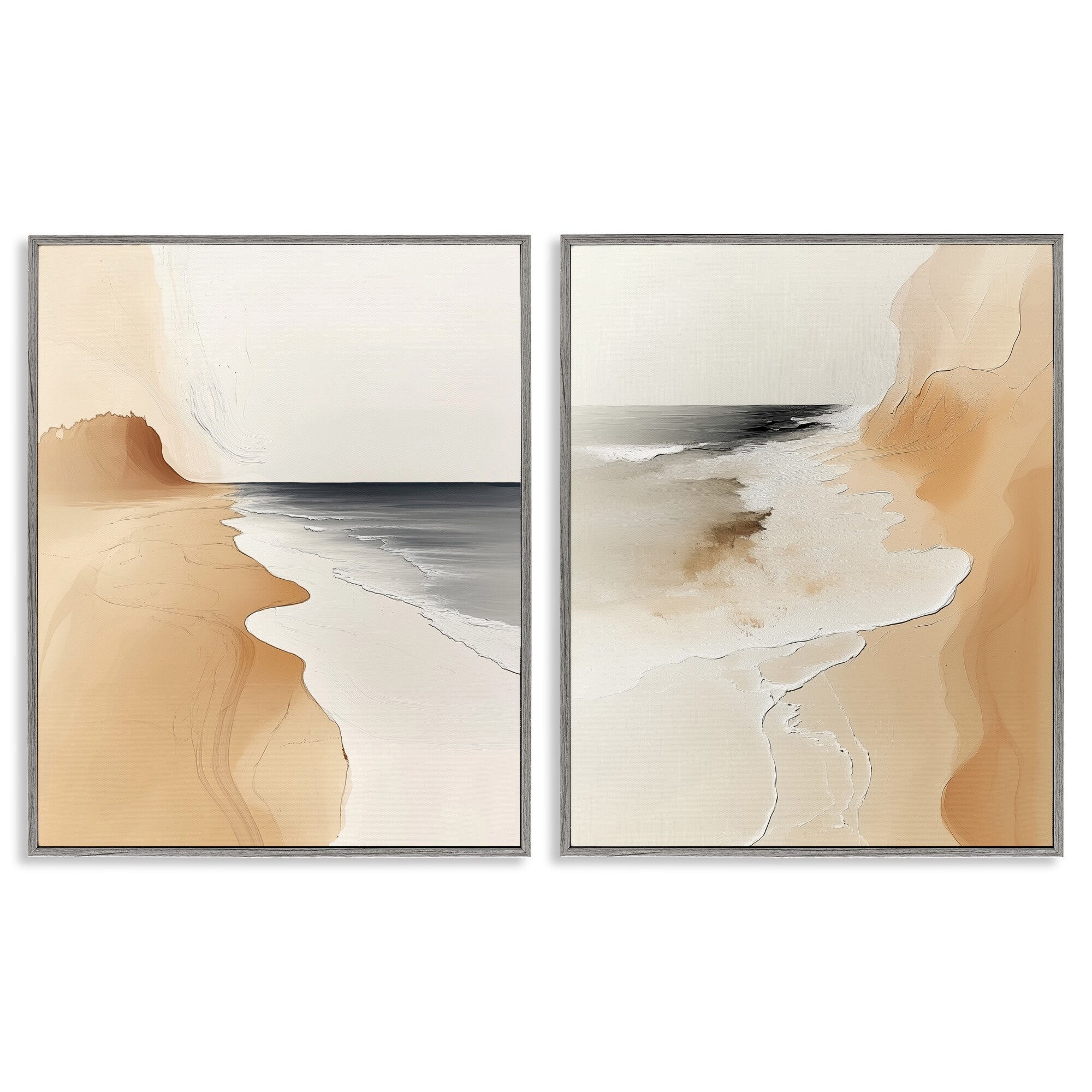Stupell Abstract Beach Dunes Framed Giclee Art Design By Annabelle Hall (Set of 2)
