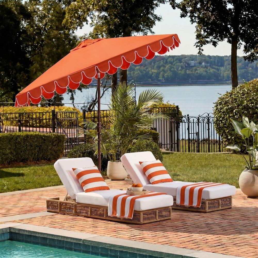 bright orange patio umbrella Sunnyglade 9Ft Outdoor Table Umbrella with 8 Ribs quality and designed for the patio Tuscan Sunset 9' Patio Umbrella,