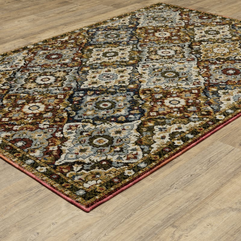 Style Haven Adalynn Traditional Panel Medallions Red/ Multi Area Rug