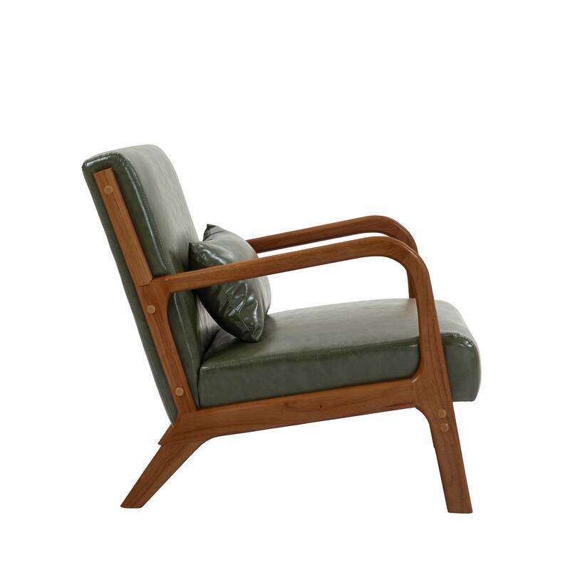 Mid-Century Modern Upholstered Accent Chair with Wood Frame
