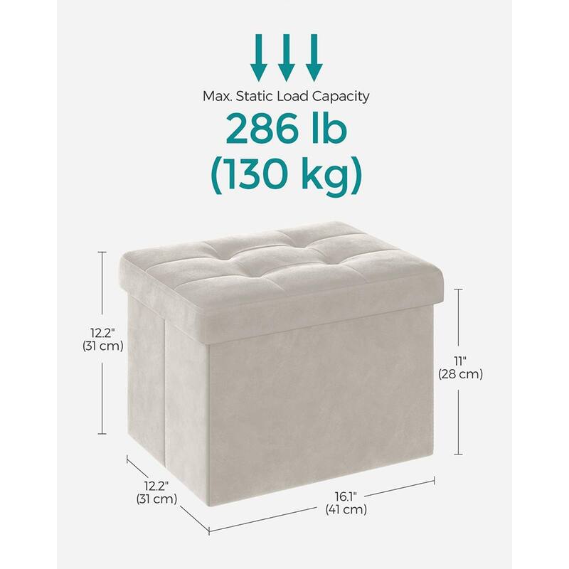 Velvet Foldable Storage Ottoman with Padded Seat and Hidden Compartment for Living Room or Entryway