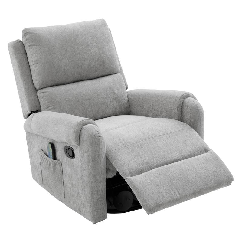 Roomfitters Manual Massage Recliner Chair with Swivel Rocker Base, Chenille Nursery Glider