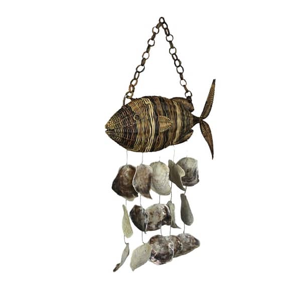 Handmade Rattan Mobile Wind Chime With Natural Capiz Shells - Feel Good  Decor