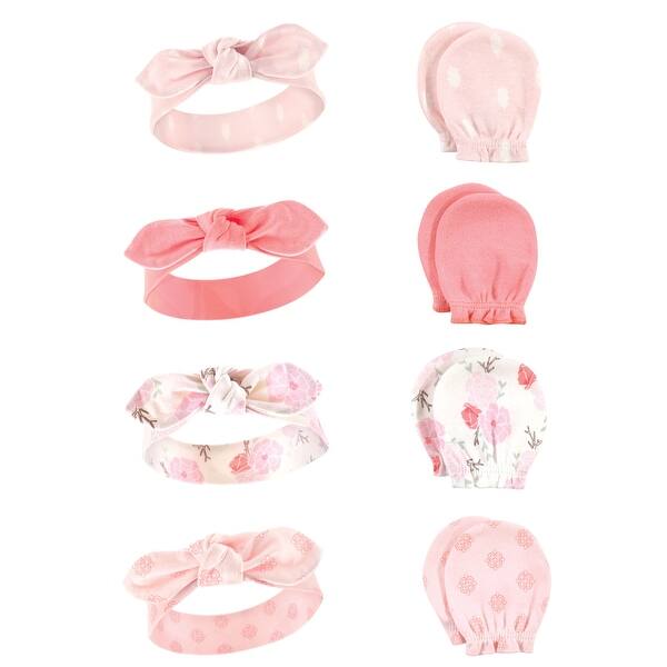 slide 1 of 1, Hudson Baby Infant Girl Cotton Headband and Scratch Mitten Set, Boho Flower, 0-6 Months - Boho Flower Boho Flower - 0-6 Months