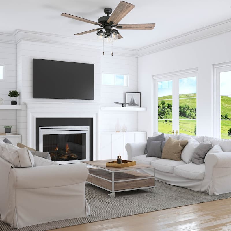 52" Prominence Home Briarcrest Bronze Farmhouse LED Ceiling Fan with Light, Pull Chain