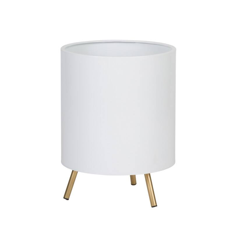 Raya White Mid-Century Modern Indoor Metal Pot Planter with 3-Leg Metal Base