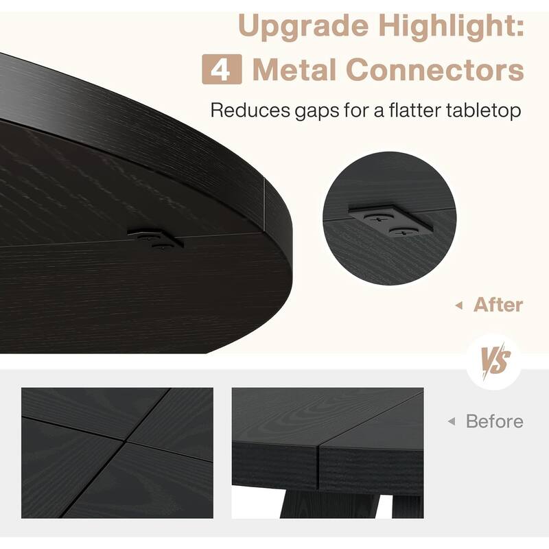 47" Round Dining Table, Wood Top Kitchen Table for Dining/Living Room