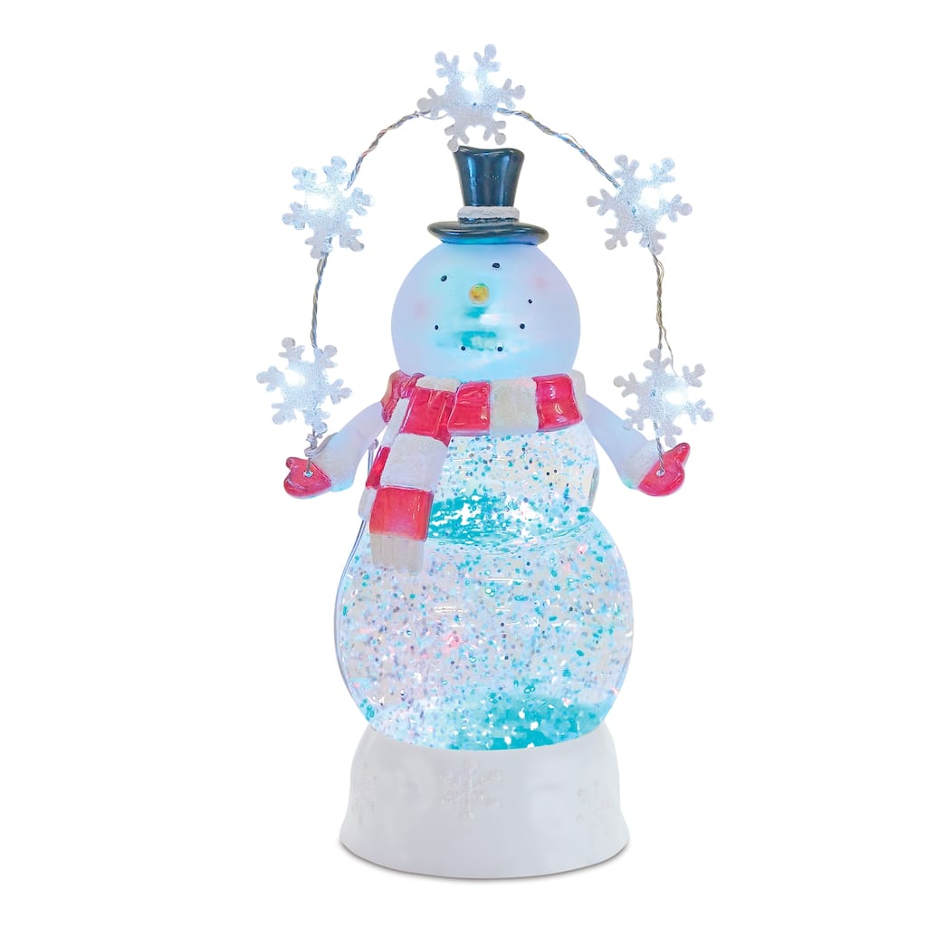 LED Snowman Snow Globe 9.5"H