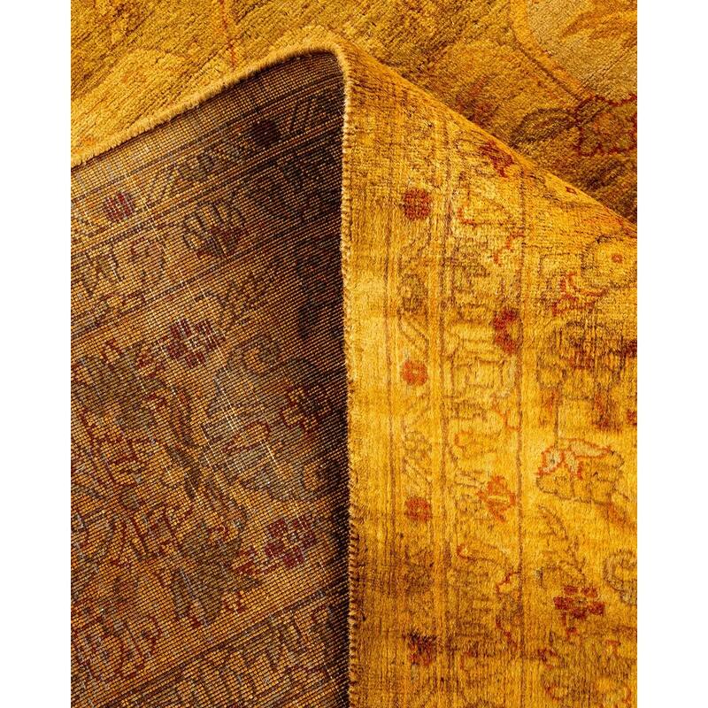 Overton Hand Knotted Wool Vintage Inspired Modern Contemporary Overdyed Gold Area Rug - 6' 3" x 12' 3"
