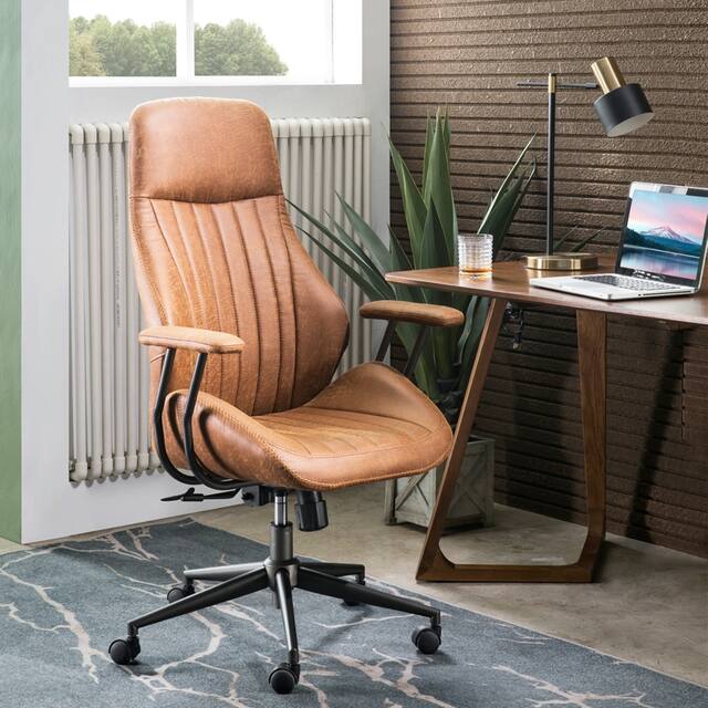OVIOS Ergonomic Office Chair Modern Computer Desk Chair high Back Suede Fabric Desk Chair with Lumbar Support