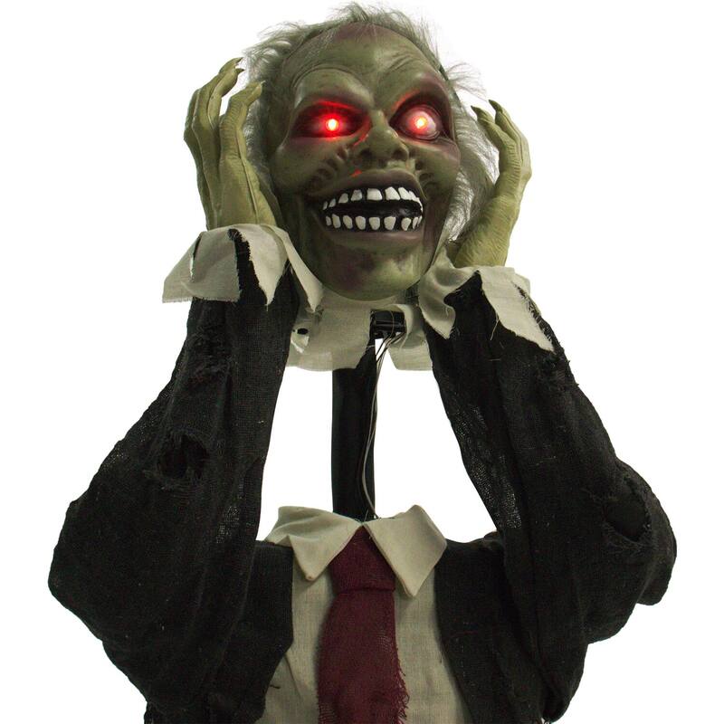Haunted Hill Farm 22 In. Pop-Up Animatronic Ghoul, Indoor/Outdoor Halloween Decoration, Flashing Red Eyes, Battery-Operated