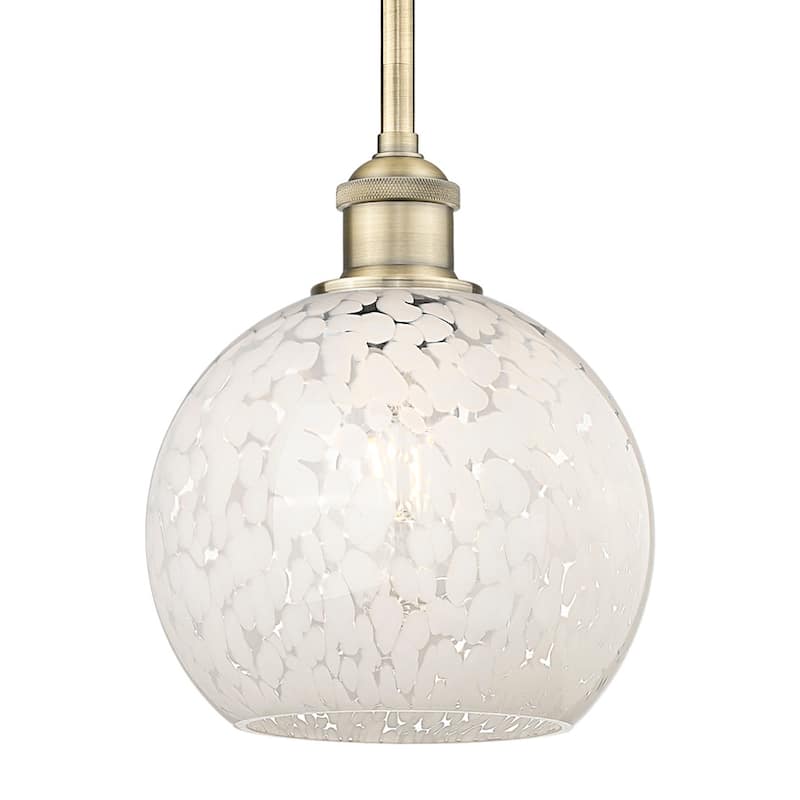 Innovations Lighting 616-1S 10 8 White Mouchette Pendant White - Antique Brass