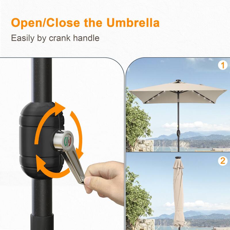 LIVOOSUN 6.5×6.5FT LED Square Patio Umbrella with UPF50+, Tilt Function, and Wind-Resistant Design——Experience Outdoor Comfort