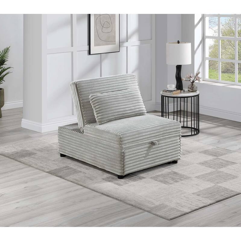 Convertible Ash Corduroy Sleeper Sofa Chair with Pillow - Multi-Color