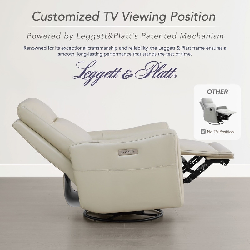 Spruce & Spring Farley Power Swivel Genuine Leather Recliner Chair