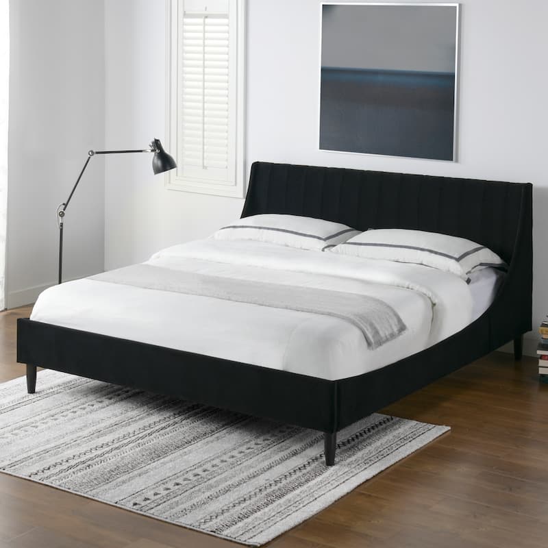 Aspen Vertical Tufted Upholstered Platform Bed - Anthracite Black Velvet - King