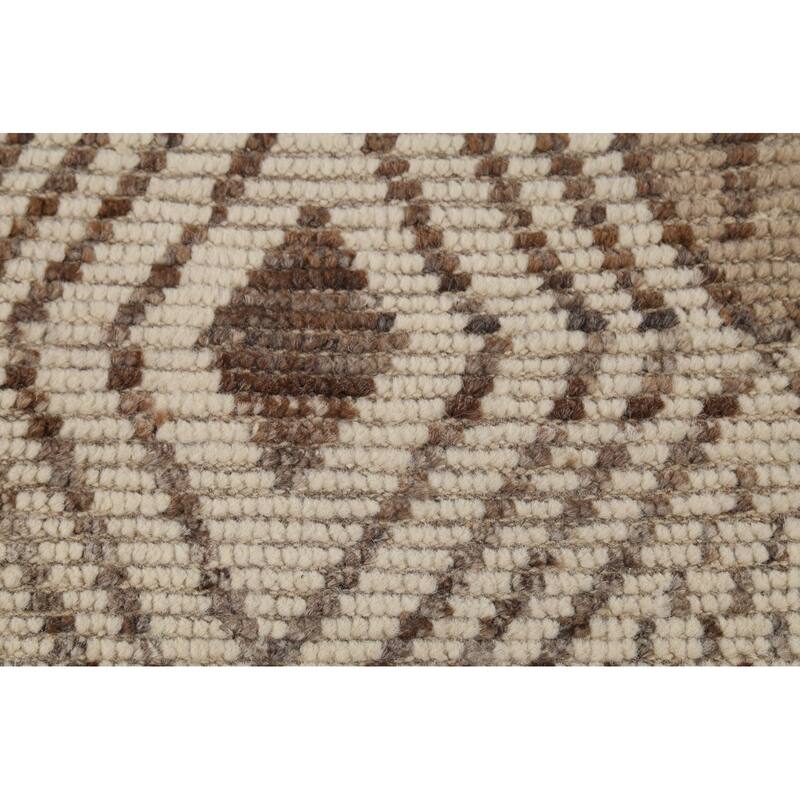 Geometric Moroccan Oriental Runner Rug Handmade Wool Carpet - 2'5"x 13'1"