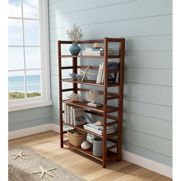 Solid Acacia 5 Tier Folding Bookcase - On Sale - Bed Bath & Beyond