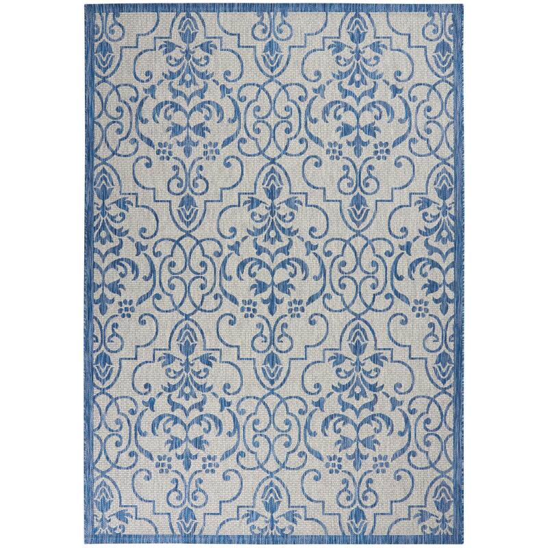 Nourison Garden Party Trellis Indoor/Outdoor Area Rug - 7' x 10' - Ivory/Blue