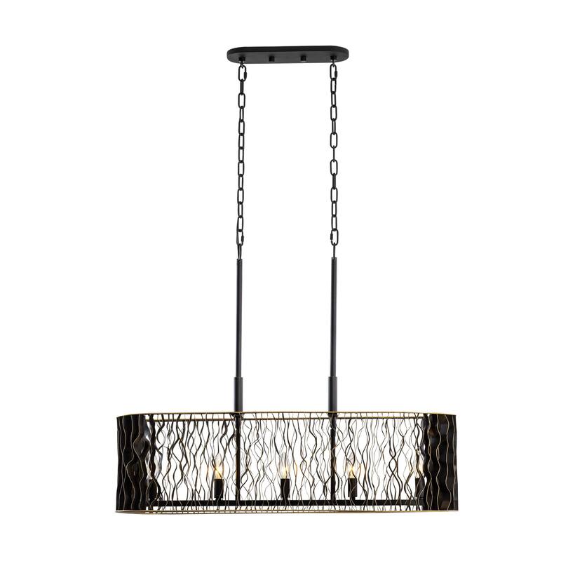 Varaluz Estela Linear Pendant - Matte Black/French Gold - 36"W